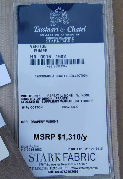 30 EV30 Scalamandre Tassinari and Chatel Vertige Fumee Gray Strie Solid Square 24x27 inches MSRP USD1310/y