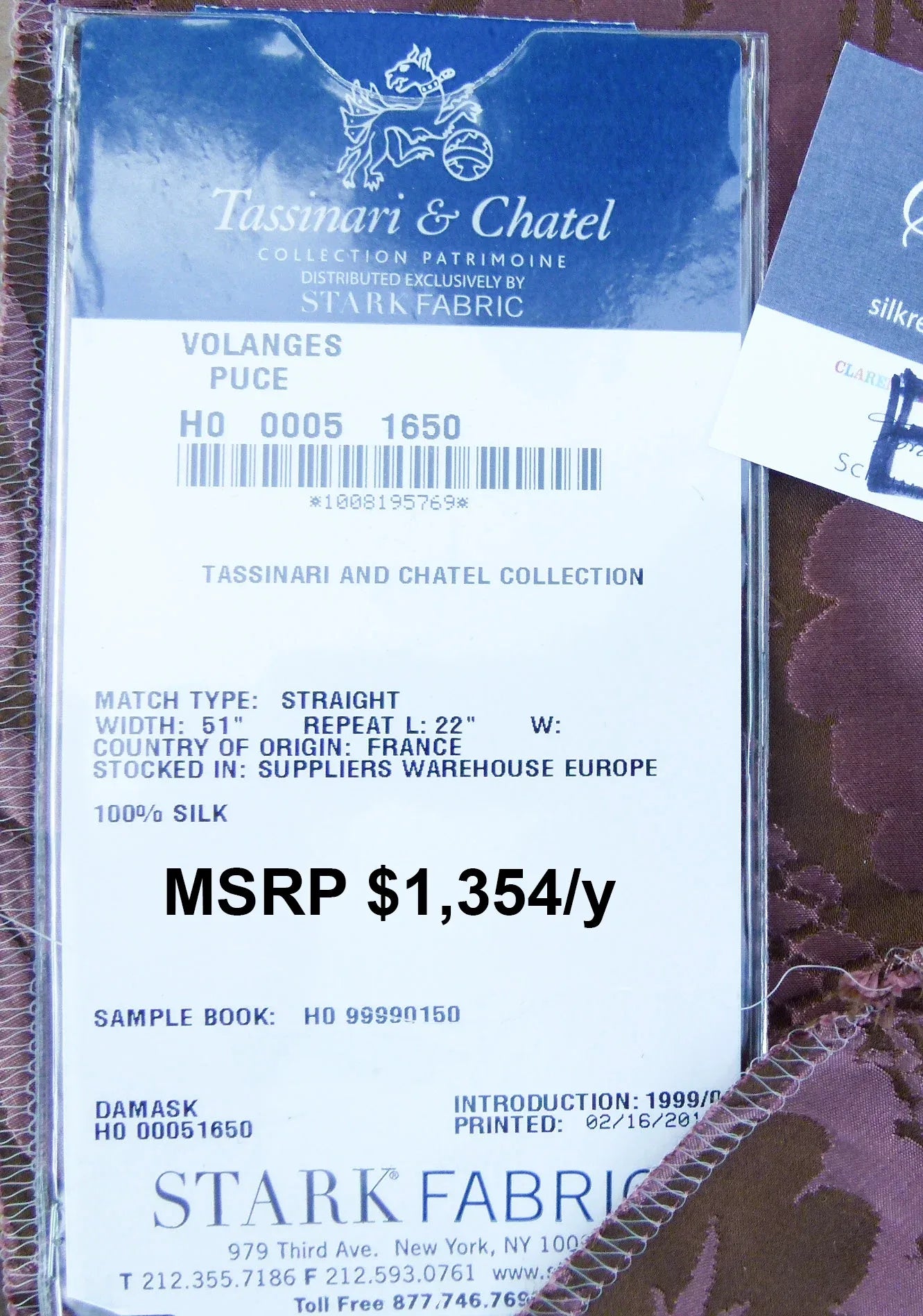 34 EV30 Scalamandre Tassinari and Chatel Volanges Puce Silk Damask Floral Purple Square 23x24 inches MSRP USD1354/y