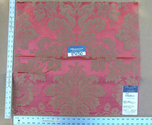 37 EV30 Scalamandre Lelievre Collonges Brique Red Gray Cotton Woven Damask Square 23x25 inches