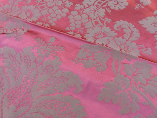 37 EV30 Scalamandre Lelievre Collonges Brique Red Gray Cotton Woven Damask Square 23x25 inches