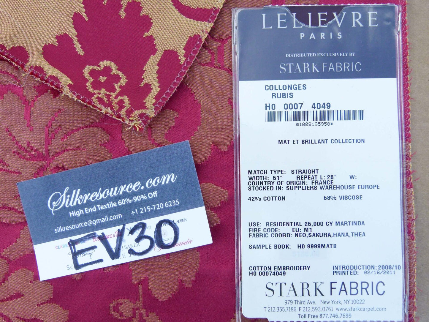 38 EV30 Scalamandre Lelievre Collonges Rubis Pink Gold Cotton Embroidery Damask Square 23x25 inches