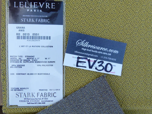 42 EV30 Scalamandre Lelievre Paris Grana Anis Yellow Texture Novelty Square 20x26 inches MSRP USD382/y