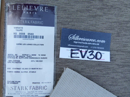 44 EV30 Scalamandre Lelievre Paris Vibrato Taupe Texture Plain Gray Square 24x28 inches MSRP USD468/y