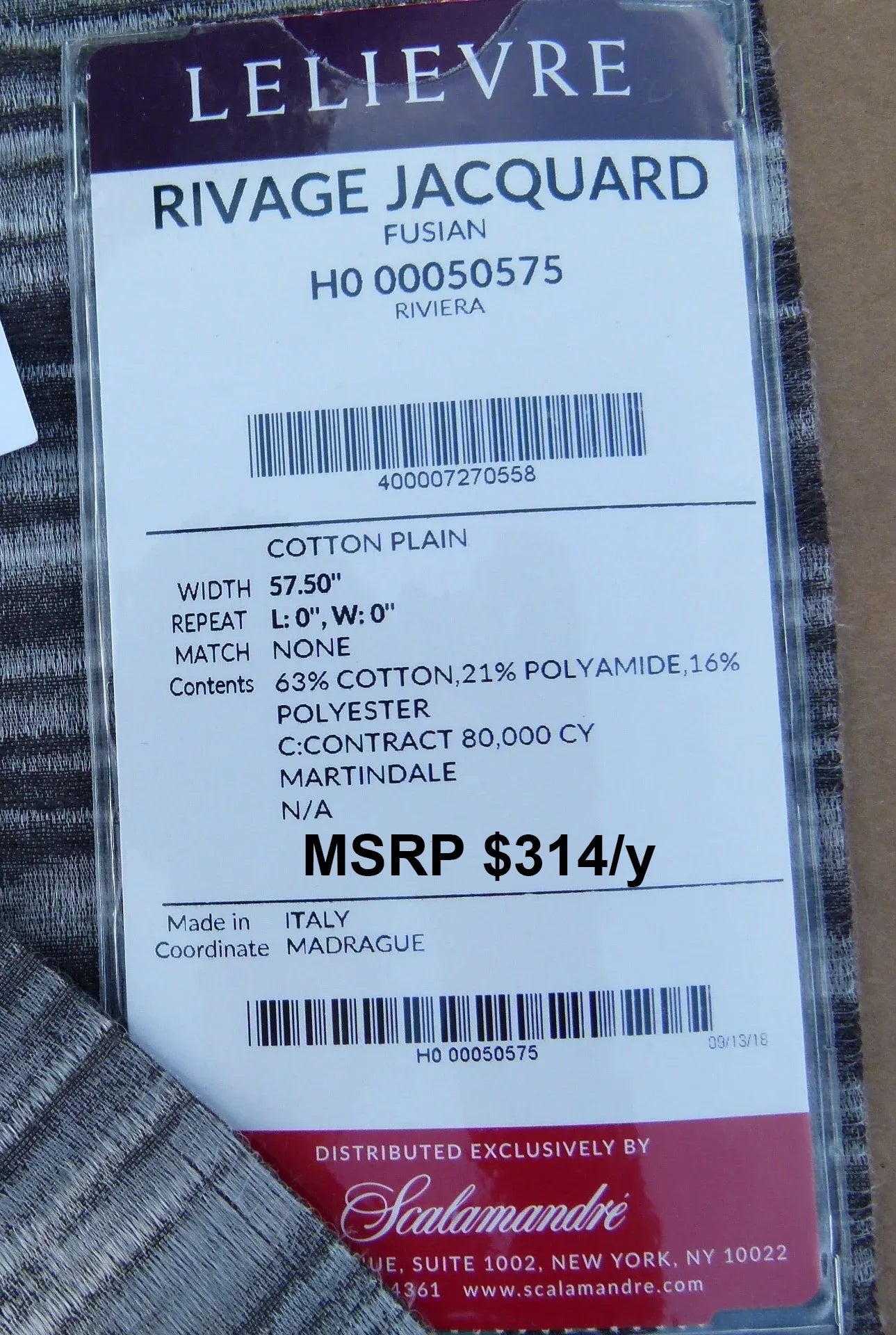 47 EV30 Scalamandre Lelievre Paris Rivage Jacquard Fusian Cotton Plain Abstract Pattern Square 24x28 inches MSRP USD314/y