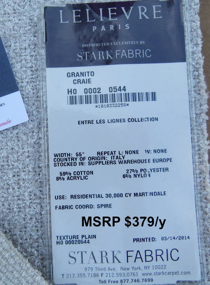 49 EV30 Scalamandre Lelievre Paris Granito Craie Texture Plain White Square MSRP USD379/y