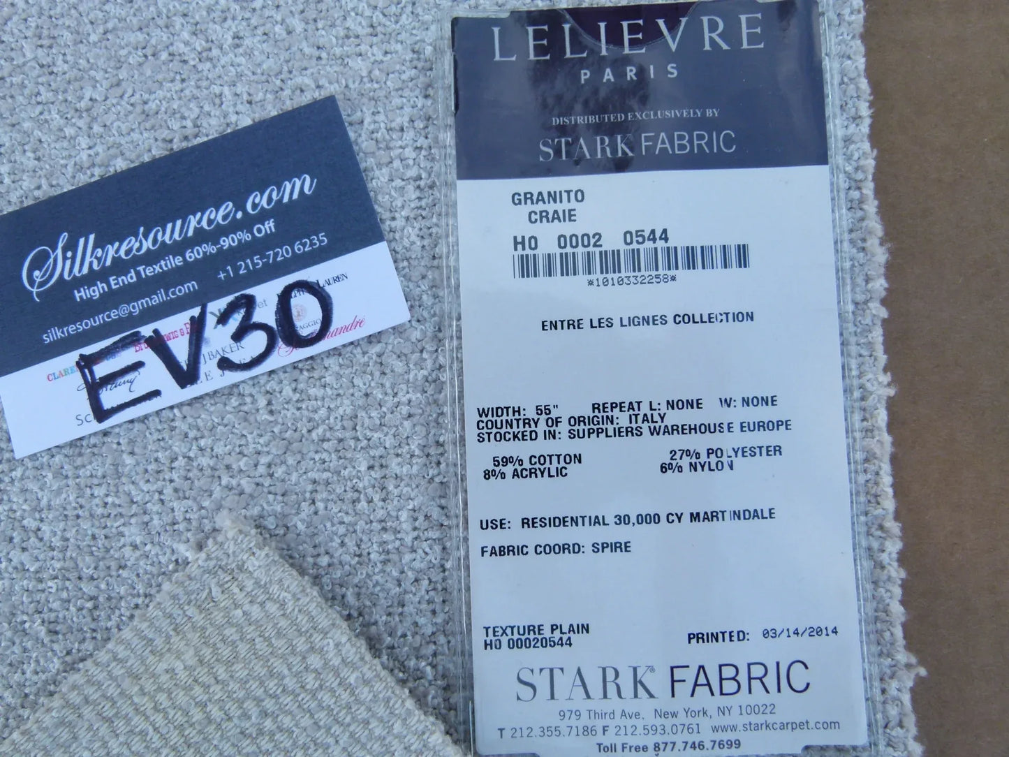 49 EV30 Scalamandre Lelievre Paris Granito Craie Texture Plain White Square MSRP USD379/y