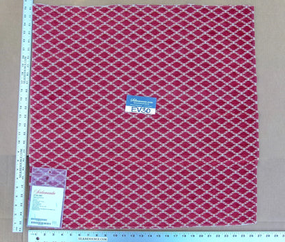 52 EV30 Scalamandre Tristan Weave Pomegranate Jacquard Diamond Ogee Red White Square 26 x 27 inches MSRP USD354/y