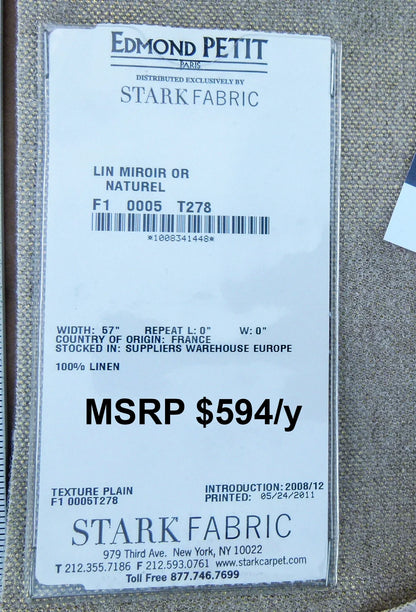 55 EV30 Scalamandre Edmond Petit Paris Lin Miroir Or Naturel Light Brown Square 26 x 27 inches MSRP USD594/y