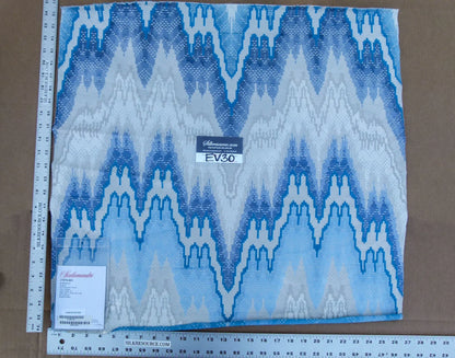 57 EV30 Scalamandre Bargellio Cerulean Jacquard Blue White Chevron Square 26 x 24 inches MSRP USD282/y