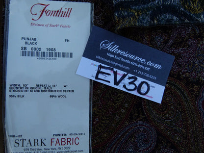 59 EV30 Scalamandre Fonthill Punjab Black Paisley Square 32 x 26 inches MSRP USD876/y
