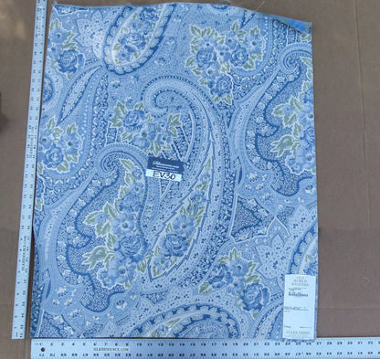60 EV30 Scalamandre Valeria (5M MIN) Azure Blue Paisley Silk 33 x 27 inches  MSRP USD 1100+/y