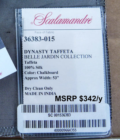 61 EV30 Scalamandre Dynasty Taffeta Chalkboard Silk Gray  17 x 26 inches  MSRP USD 322/y