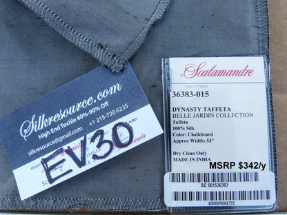 61 EV30 Scalamandre Dynasty Taffeta Chalkboard Silk Gray  17 x 26 inches  MSRP USD 322/y
