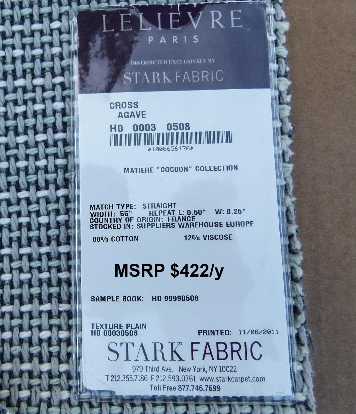 65 EV30 Scalamandre Leleivre Paris Cross Agave Small Scale Texture White Gray Square 24 x 26 inches MSRP USD 422/y