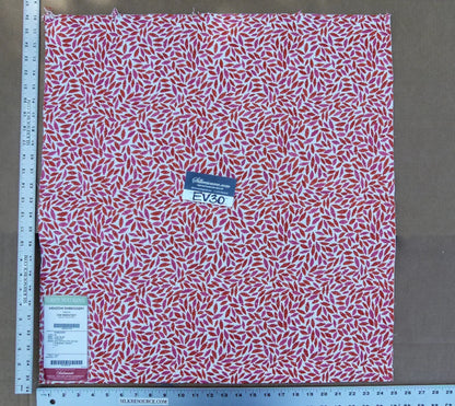 67 EV30 Scalamandre Grey Watkins Meadow Embroidery Pink Red White Leaf Pattern Square 26 x 25 inches MSRP USD 320/y