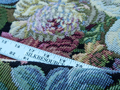 Scalamandre  Caspio Black Wool Tapestry Flemish Tulip Rose Iris Daffodil Flower Super Heavy MSRP 642/y