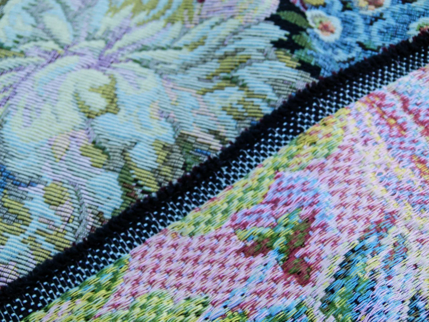 Scalamandre  Caspio Black Wool Tapestry Flemish Tulip Rose Iris Daffodil Flower Super Heavy MSRP 642/y