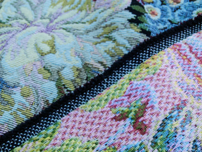 Scalamandre  Caspio Black Wool Tapestry Flemish Tulip Rose Iris Daffodil Flower Super Heavy MSRP 642/y