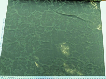 Scalamandre Kensington Damask Green Reversible Large Rose Blossom Deep Green Cotton MSRP USD 192/y