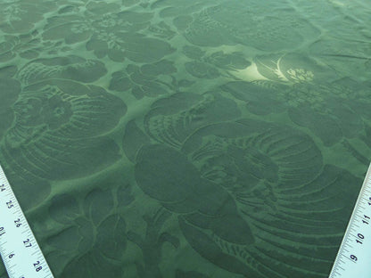 Scalamandre Kensington Damask Green Reversible Large Rose Blossom Deep Green Cotton MSRP USD 192/y