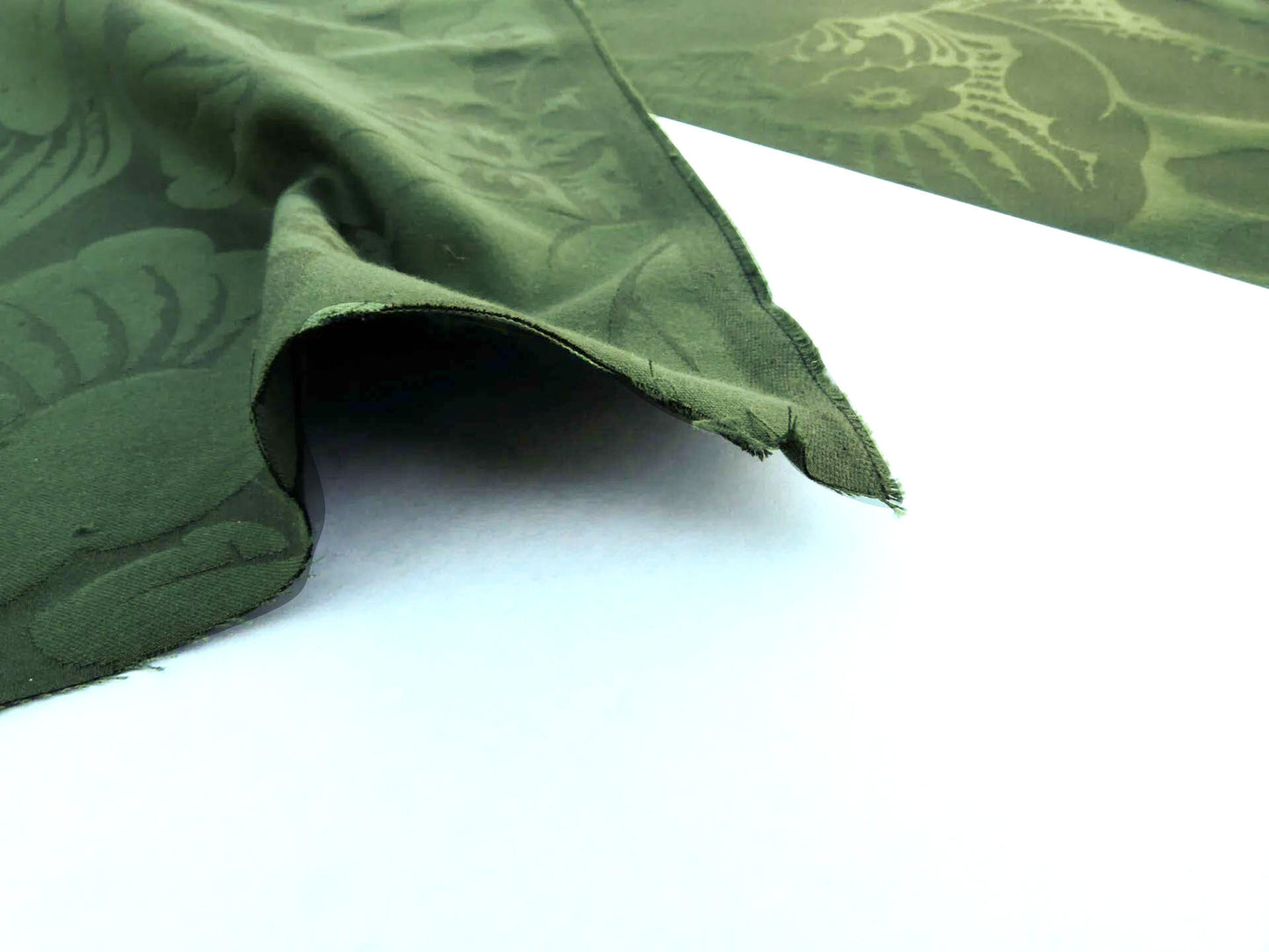 Scalamandre Kensington Damask Green Reversible Large Rose Blossom Deep Green Cotton MSRP USD 192/y