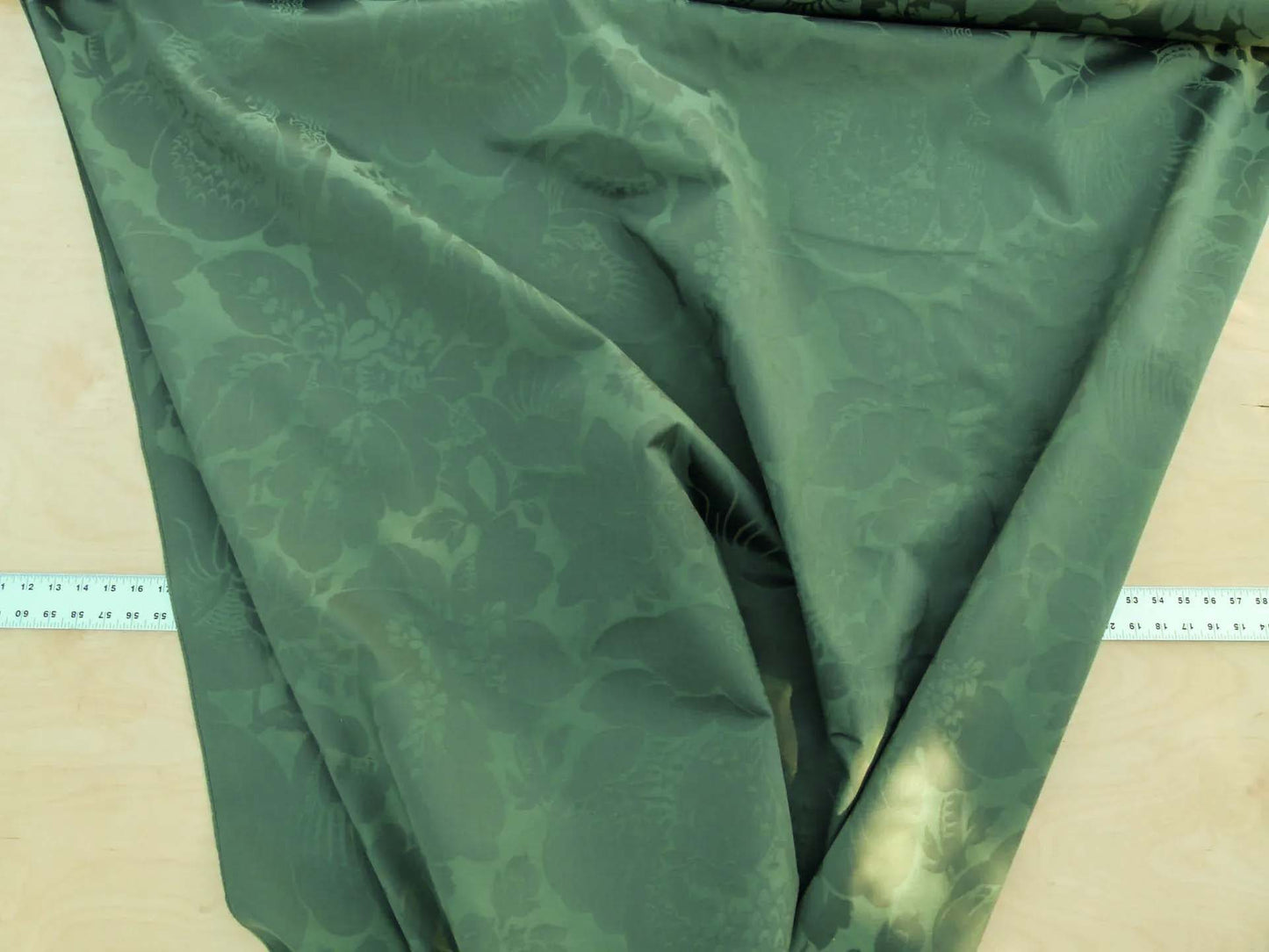 Scalamandre Kensington Damask Green Reversible Large Rose Blossom Deep Green Cotton MSRP USD 192/y