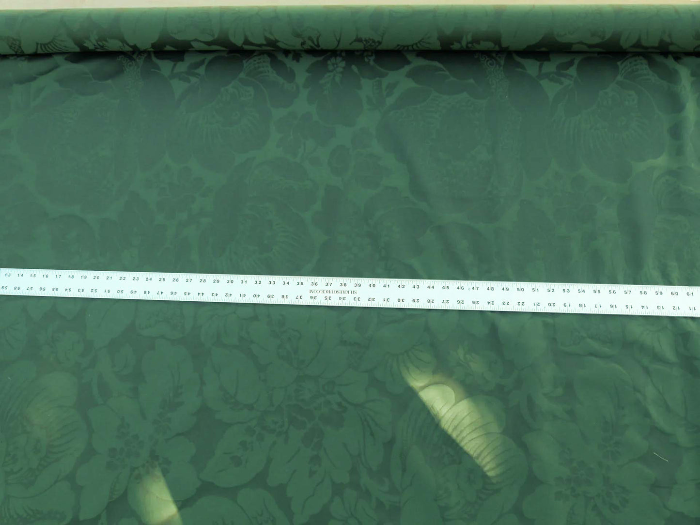 Scalamandre Kensington Damask Green Reversible Large Rose Blossom Deep Green Cotton MSRP USD 192/y
