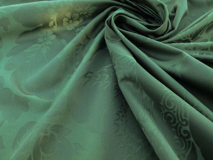 Scalamandre Kensington Damask Green Reversible Large Rose Blossom Deep Green Cotton MSRP USD 192/y
