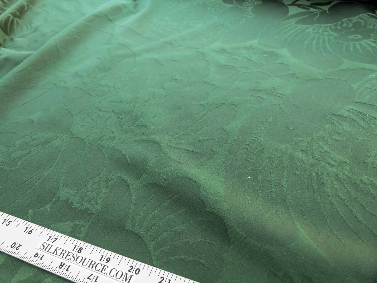 Scalamandre Kensington Damask Green Reversible Large Rose Blossom Deep Green Cotton MSRP USD 192/y