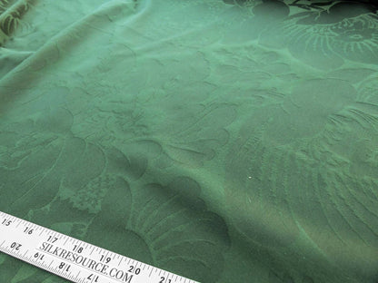Scalamandre Kensington Damask Green Reversible Large Rose Blossom Deep Green Cotton MSRP USD 192/y