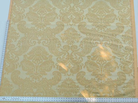 Scalamandre Bellona Midas Yellow Renaissance Silk Cotton Damask Floral Classic Beige MSRP USD 650/y