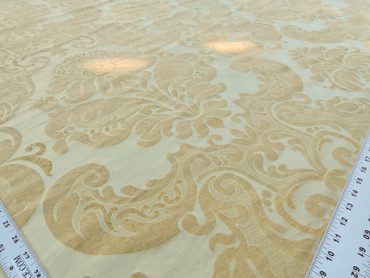 Scalamandre Bellona Midas Yellow Renaissance Silk Cotton Damask Floral Classic Beige MSRP USD 650/y