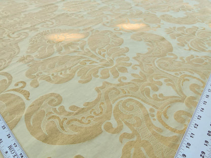 Scalamandre Bellona Midas Yellow Renaissance Silk Cotton Damask Floral Classic Beige MSRP USD 650/y
