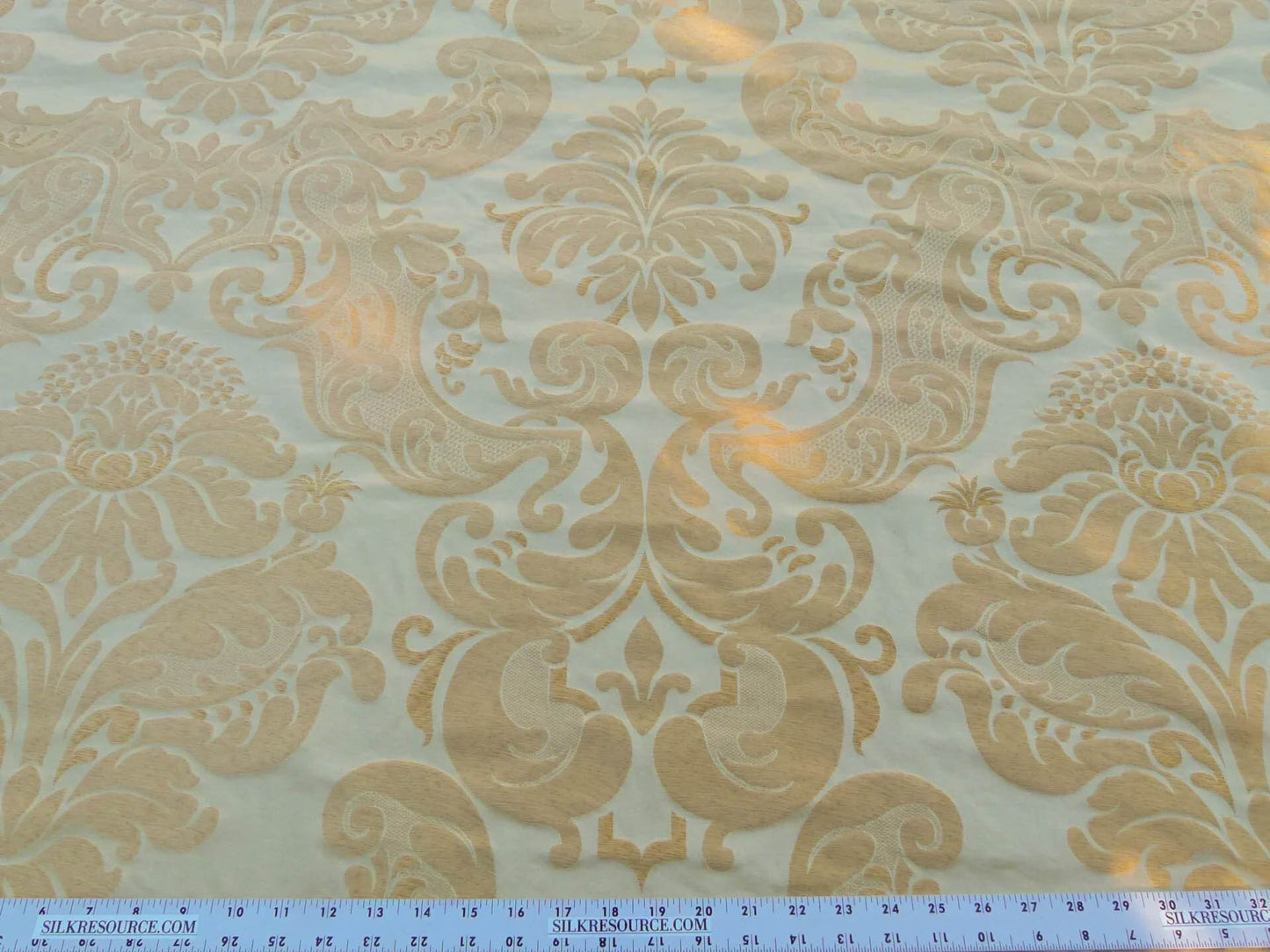 Scalamandre Bellona Midas Yellow Renaissance Silk Cotton Damask Floral Classic Beige MSRP USD 650/y