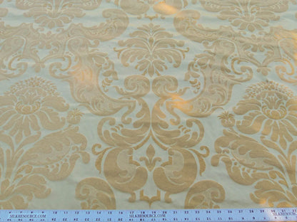 Scalamandre Bellona Midas Yellow Renaissance Silk Cotton Damask Floral Classic Beige MSRP USD 650/y