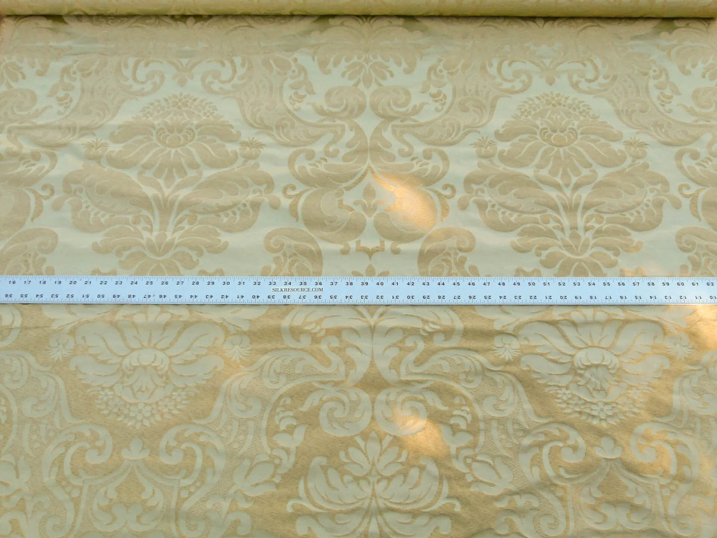 Scalamandre Bellona Midas Yellow Renaissance Silk Cotton Damask Floral Classic Beige MSRP USD 650/y
