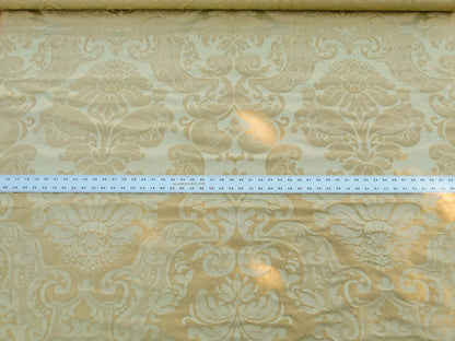 Scalamandre Bellona Midas Yellow Renaissance Silk Cotton Damask Floral Classic Beige MSRP USD 650/y