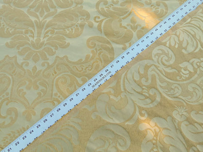 Scalamandre Bellona Midas Yellow Renaissance Silk Cotton Damask Floral Classic Beige MSRP USD 650/y