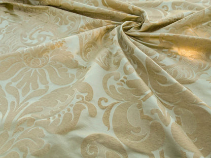 Scalamandre Bellona Midas Yellow Renaissance Silk Cotton Damask Floral Classic Beige MSRP USD 650/y