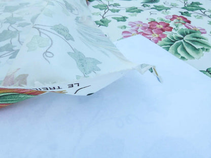 Scalamandre  Grey Watkins Le Treillage Blush Pink on White Spring Garden Trellis Tulip Rose Crocus Boston Ivy MSRP USD 204/y