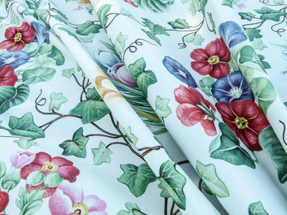 Scalamandre  Grey Watkins Le Treillage Blush Pink on White Spring Garden Trellis Tulip Rose Crocus Boston Ivy MSRP USD 204/y