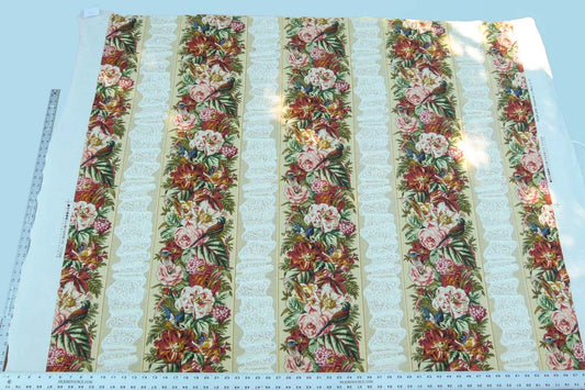 Scalamandre  Point de Venise Multi/Vanilla Stripe Botanical Beige White MSRP USD128/y