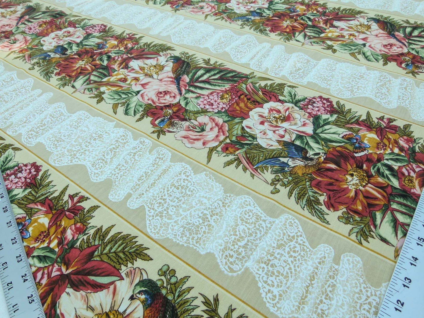 Scalamandre  Point de Venise Multi/Vanilla Stripe Botanical Beige White MSRP USD128/y