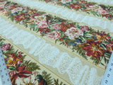 Scalamandre  Point de Venise Multi/Vanilla Stripe Botanical Beige White Cotton Linen MSRP USD128/y