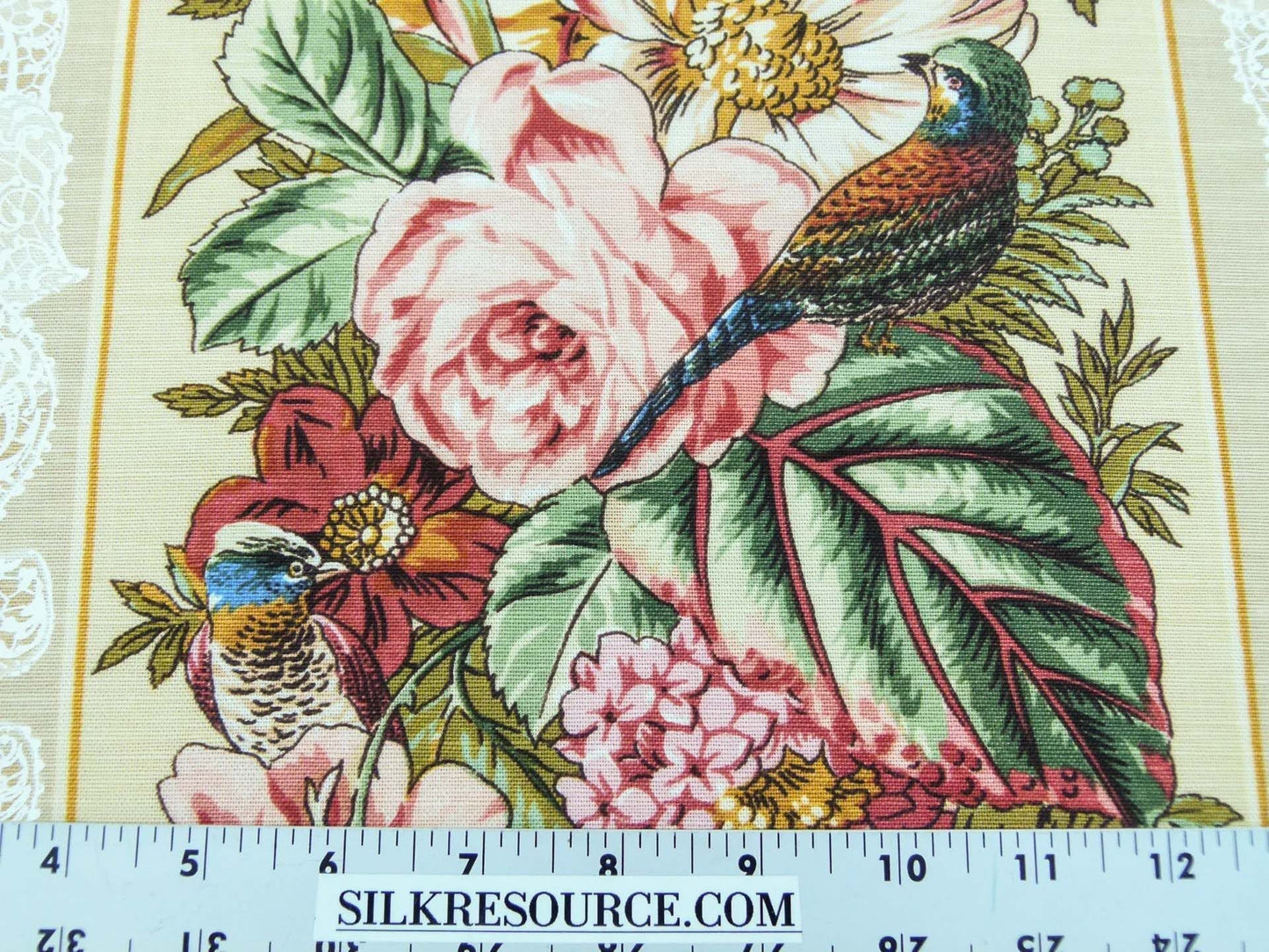 Scalamandre  Point de Venise Multi/Vanilla Stripe Botanical Beige White MSRP USD128/y