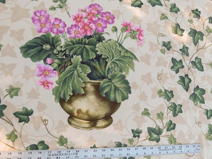 Scalamandre Folie Flamande Rose on Beige Botanic Illustration Rose Dalia Tulip Ivy Crocus Morning Glory 33-screen!  MSRP USD236/y