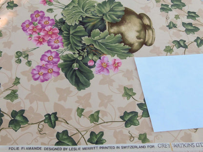 Scalamandre Folie Flamande Rose on Beige Botanic Illustration Rose Dalia Tulip Ivy Crocus Morning Glory 33-screen!  MSRP USD236/y