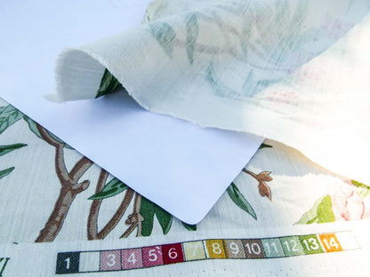 Scalamandre Cliveden Multi/Ivory Oleander flower Tree Branch Tropical Print on Cotton Linen  MSRP USD316/y