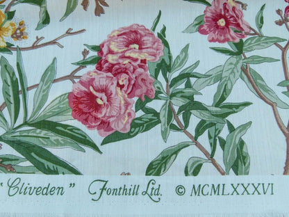 Scalamandre Cliveden Multi/Ivory Oleander flower Tree Branch Tropical Print on Cotton Linen  MSRP USD316/y