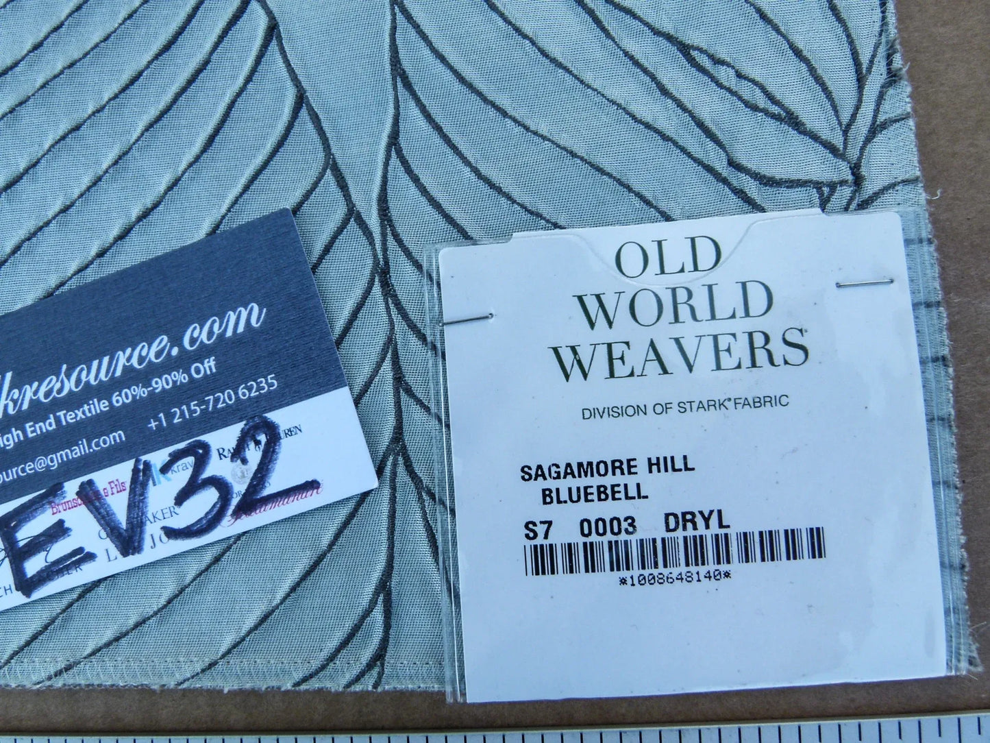 3 EV32 Square 26 x 26 inches Scalamandre Old World Weavers Sagamore Hill Bluebell Leaf Pattern Botanical Foliage MSRP USD492/y